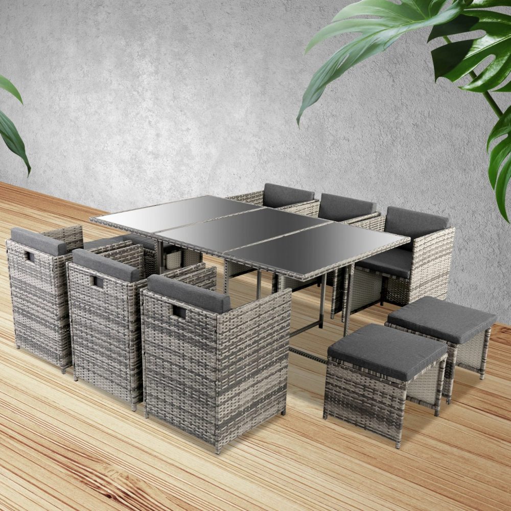 Bali 11 Piece Outdoor Dining Set - Grey