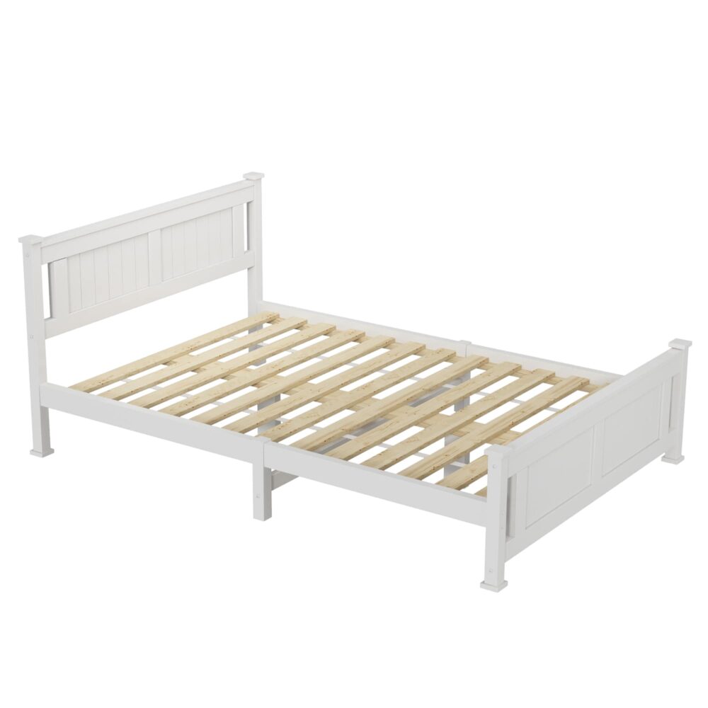 Double Solid Pine Timber Bed Frame – White