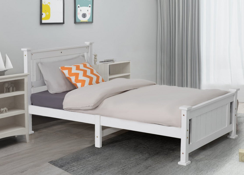 Double Solid Pine Timber Bed Frame – White