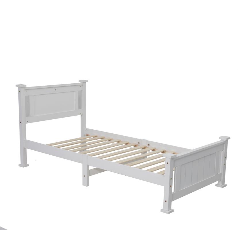 King Single Solid Pine Timber Bed Frame – White