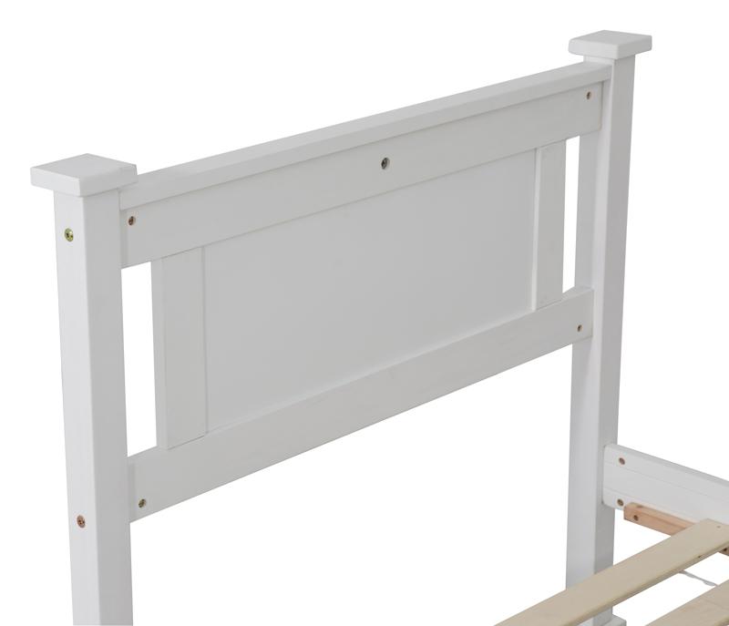 King Single Solid Pine Timber Bed Frame – White