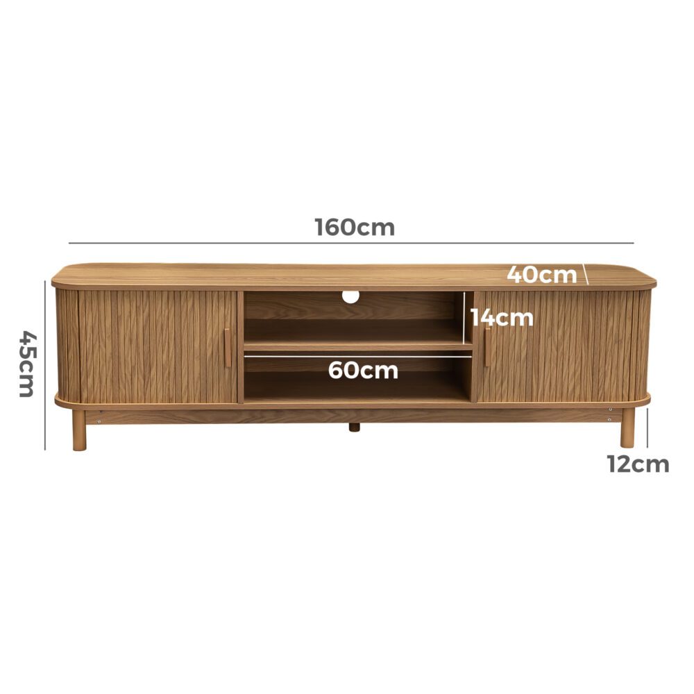 160cm Ribbed Natural Entertainment Unit