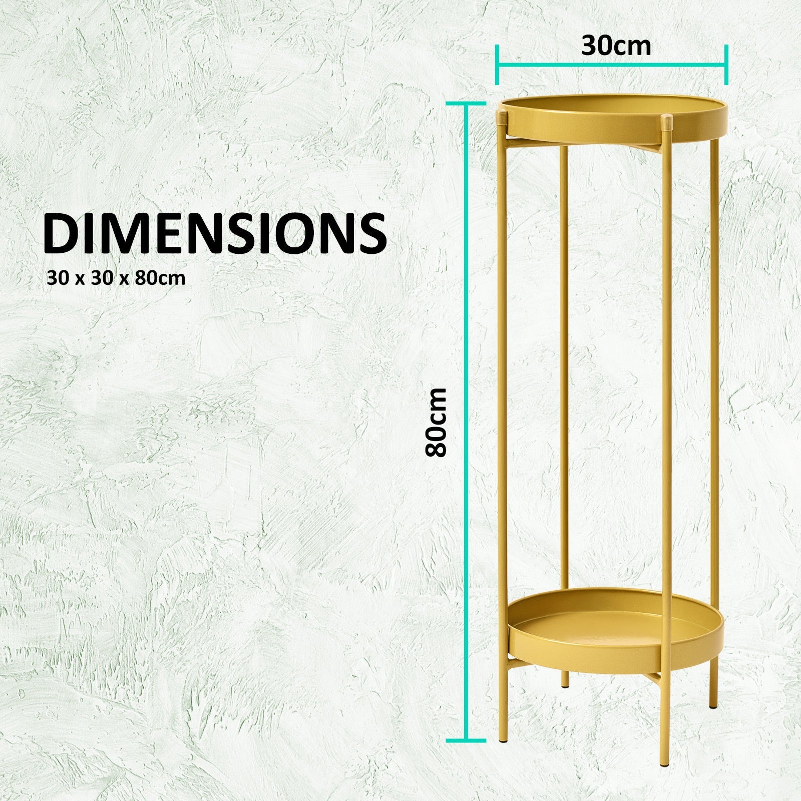 La Bella 80cm Gold Plant Stand Planter Shelf Rack 2 Tier Steel