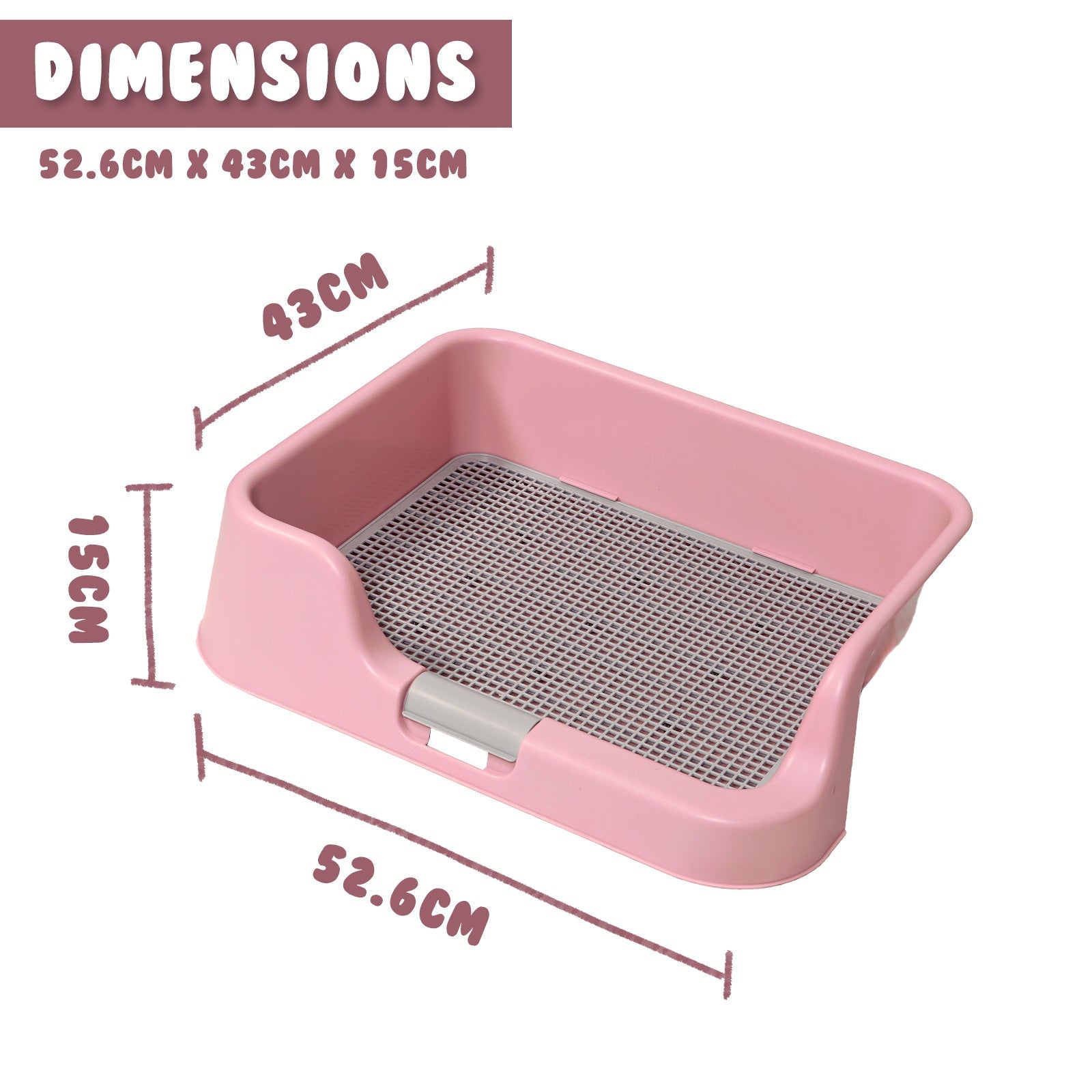 PS KOREA Pink Dog Pet Potty Tray Training Toilet Raised Walls T1