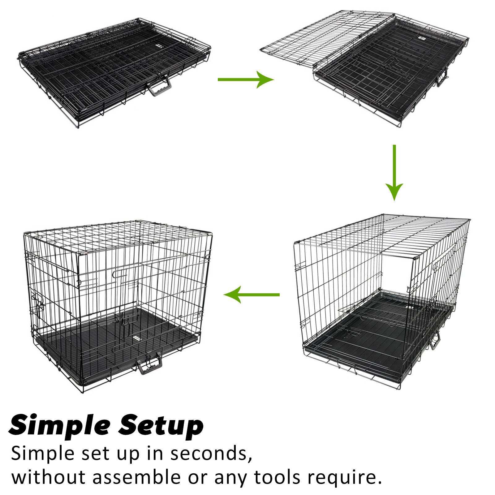 Paw Mate Wire Dog Cage Foldable Crate Kennel 24in with Tray + Cushion Mat Combo