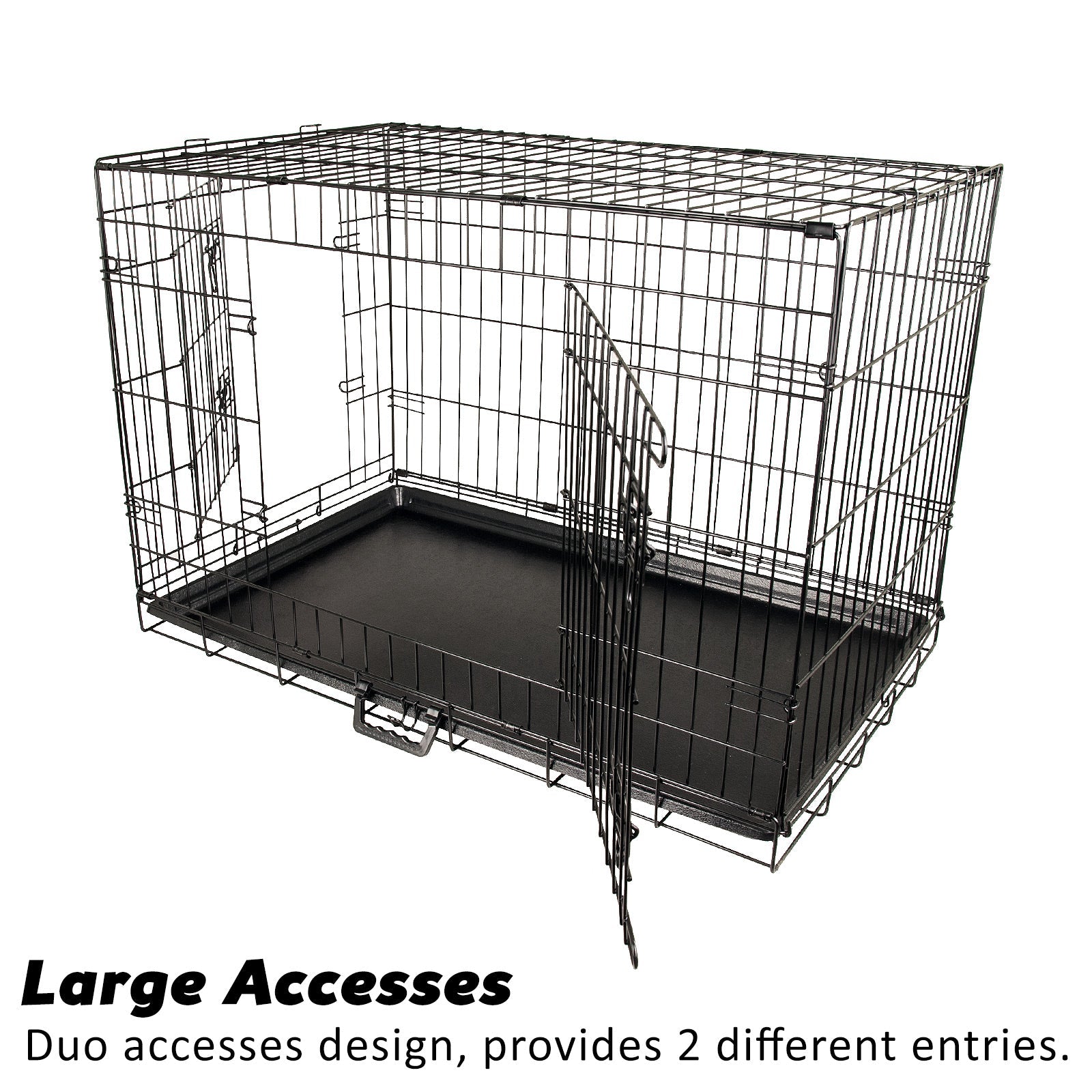 Paw Mate Wire Dog Cage Crate 48in with Tray + Cushion Mat + Blue Cover Combo