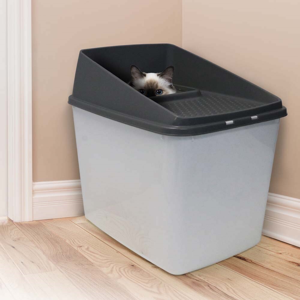 XL Top Entry Cat Litter Box No Mess Large Enclosed Covered Kitty Tray