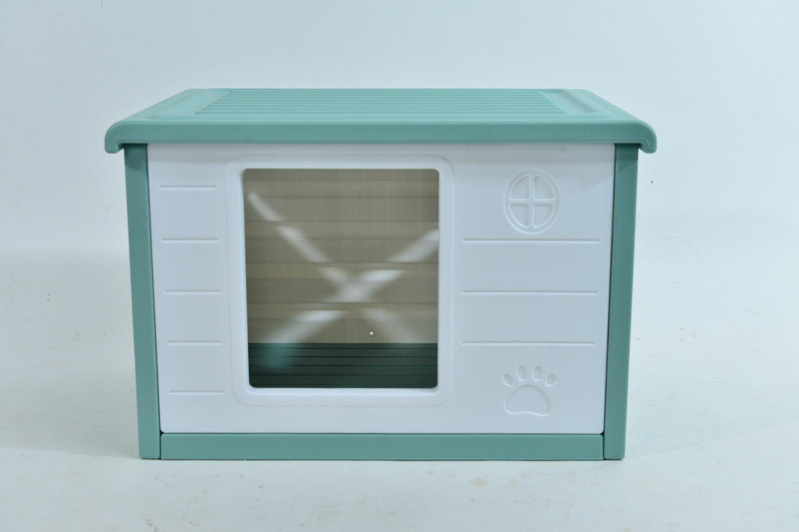 Small Plastic Pet Dog Puppy Cat House Kennel Green