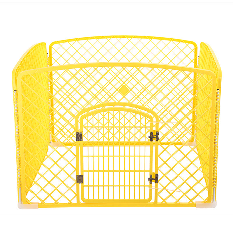 4 Panel Plastic Pet Pen Pet Foldable Fence Dog Fence Enclosure With Gate Yellow