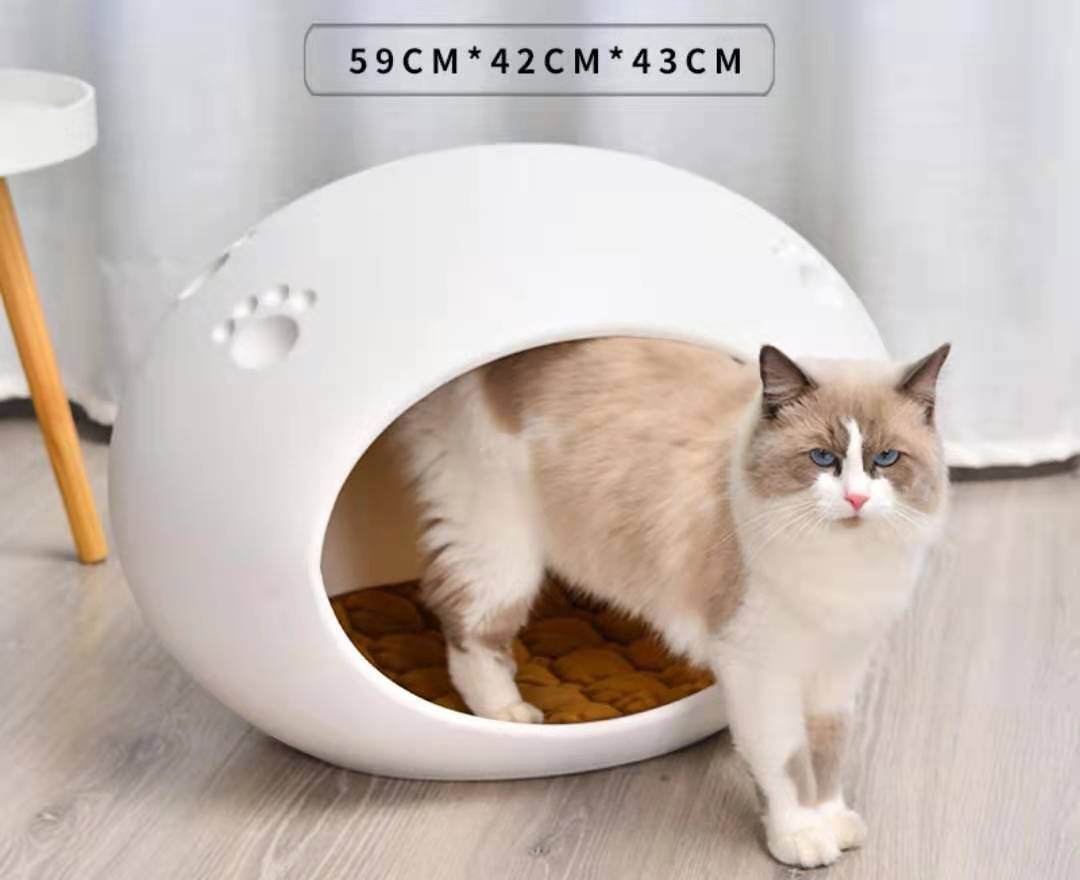 Medium Cave Cat Kitten Box Igloo Cat Bed House Dog Puppy House White