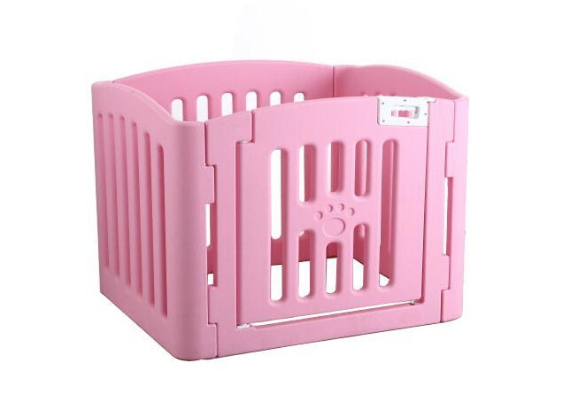 4 Panel Plastic Pet Pen Pet Foldable Fence Dog Fence Enclosure With Gate Pink