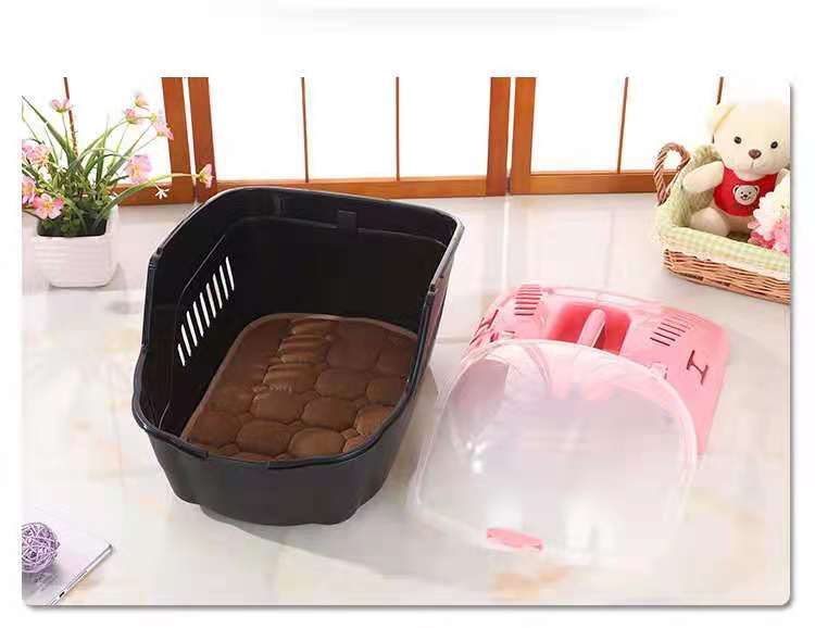 Medium Portable Travel Dog Cat Crate Pet Carrier Cage Comfort With Mat-Pink