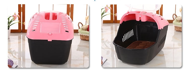 Medium Portable Travel Dog Cat Crate Pet Carrier Cage Comfort With Mat-Pink