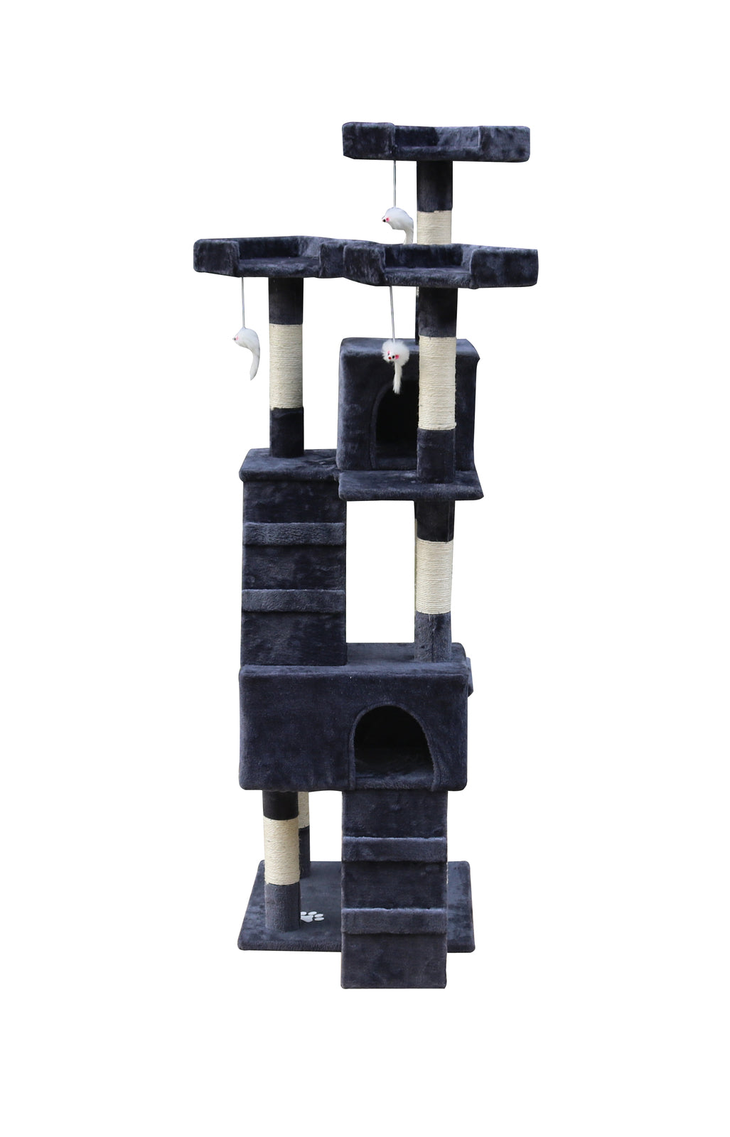 170cm Cat Scratching Post Tree Post House Tower with Ladder Furniture Grey