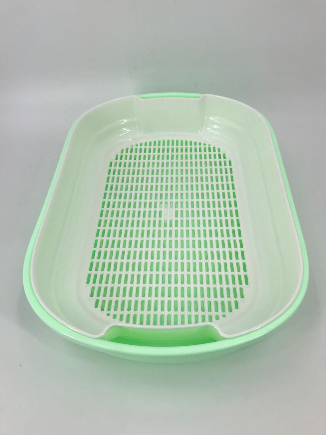 Large Portable Cat Toilet Litter Box Tray with Scoop and Grid Tray Green