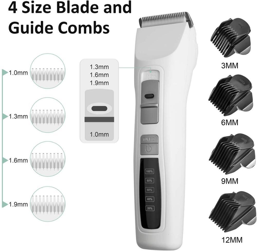 Pet Electric Dog Pet Clipper Kit Blade Set Cat Animal Hair Grooming Cordless White