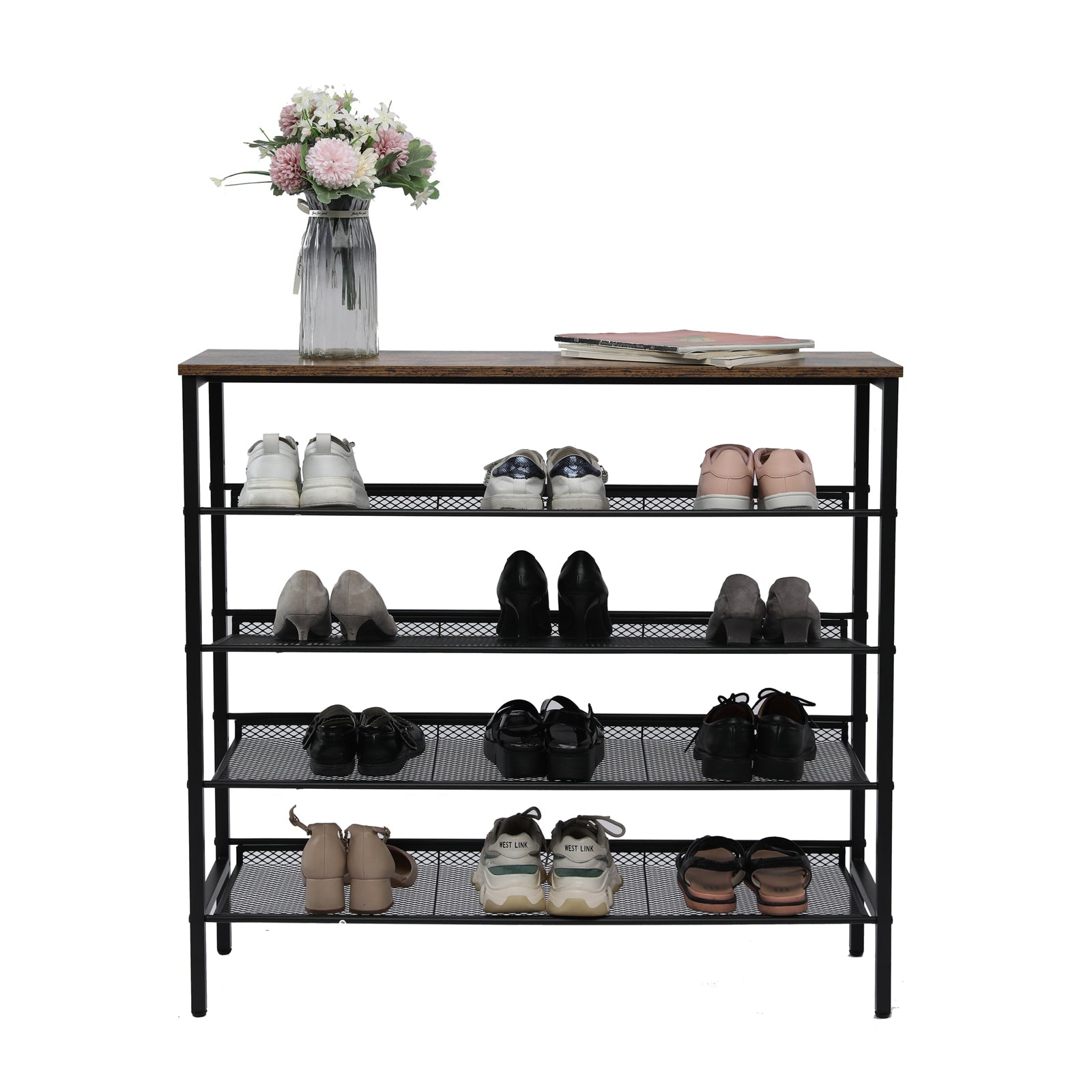 5-Tier Large Shoe Rack Shelf Stand Flat & Slant Adjustable Storage Organizer