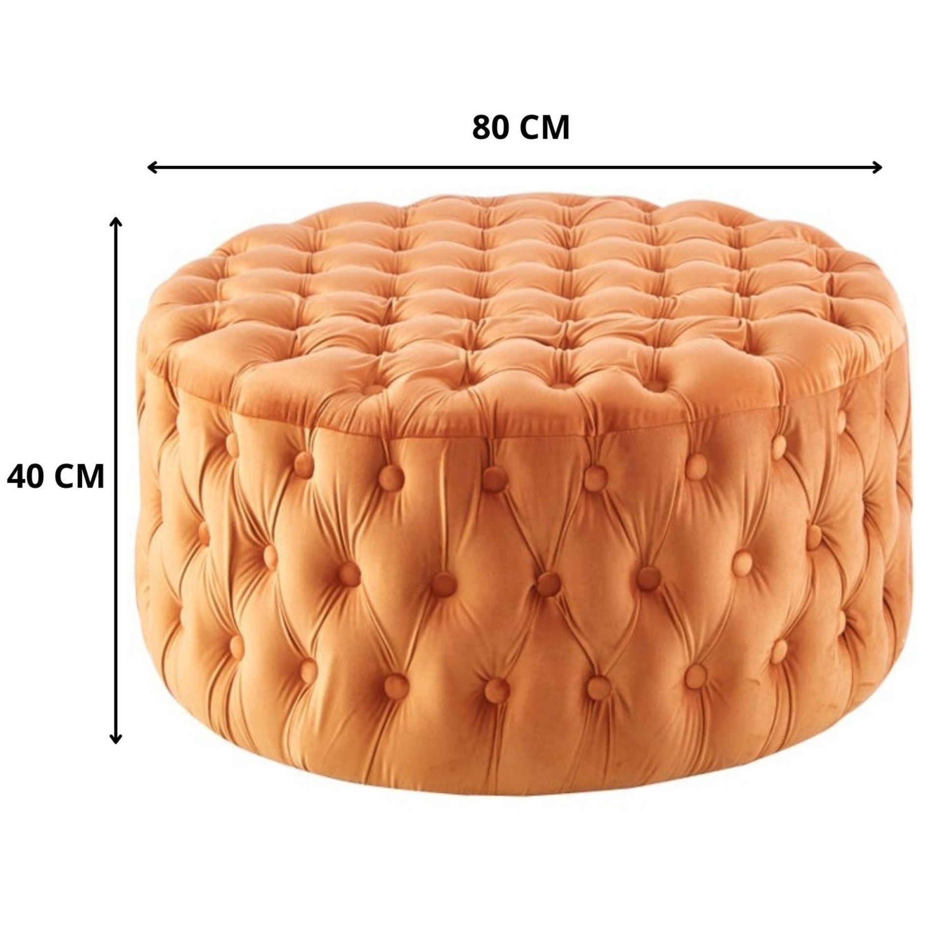 Cosmos Tufted Velvet Fabric Round Ottoman Footstools - Cinnamon