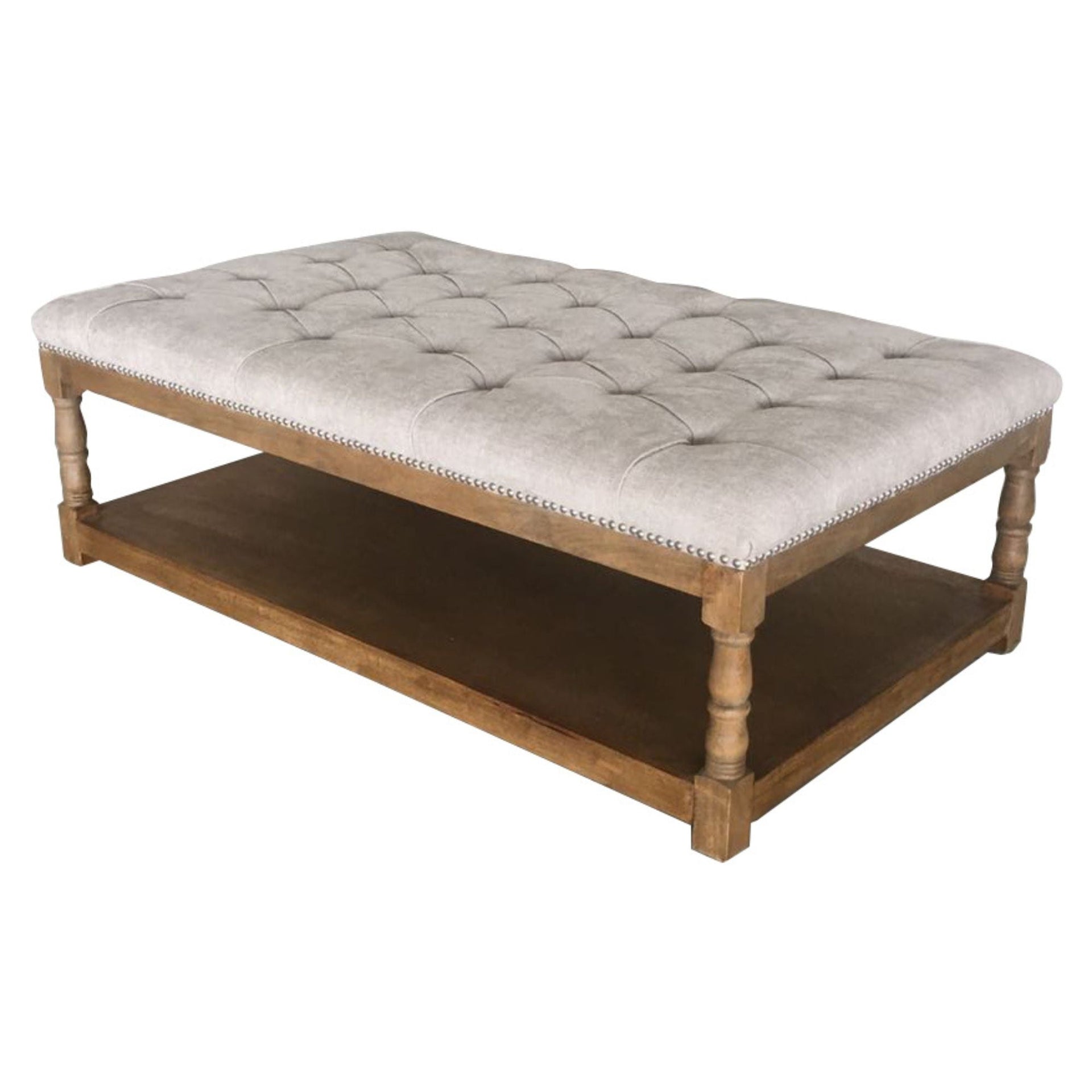 Rosebud Ottoman Bed End Chair Seat Tufted Fabric Seat Storage Foot Stools -Beige