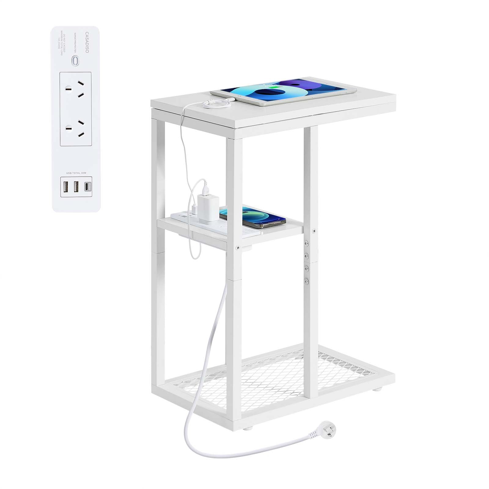 Casadiso Bedside Table with Integrated Power Board - White (Casadiso Mintaka Pro)