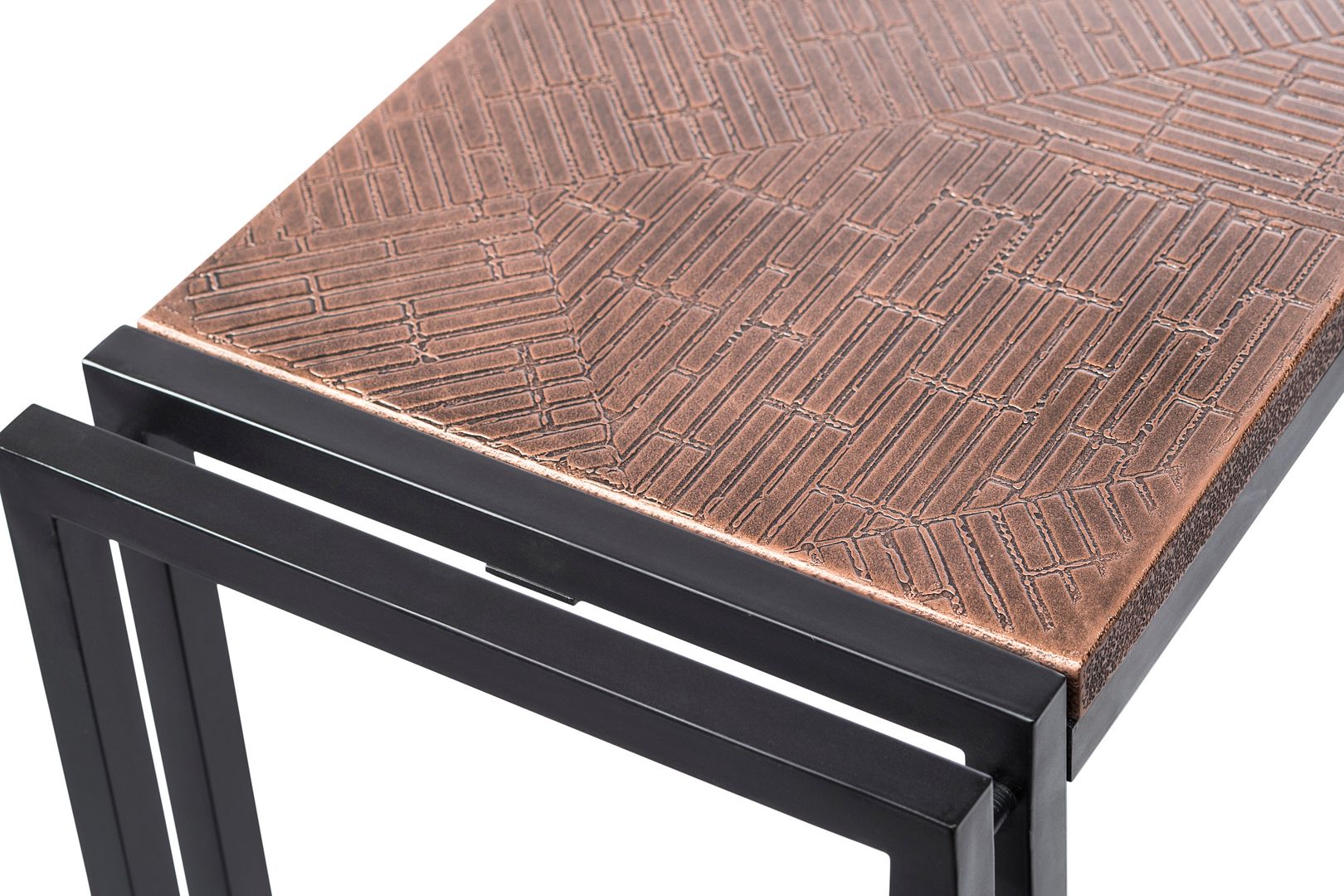 Sleek Hallway Console Table with Copper Textured Top