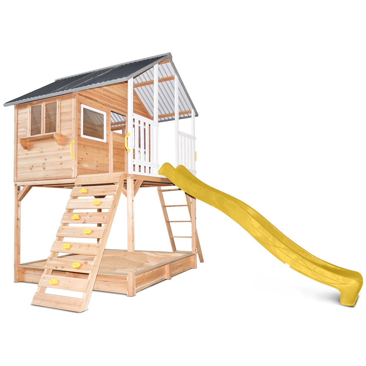 Lifespan Kids Winchester Cubby House with Elevation Platform and Yellow Slide