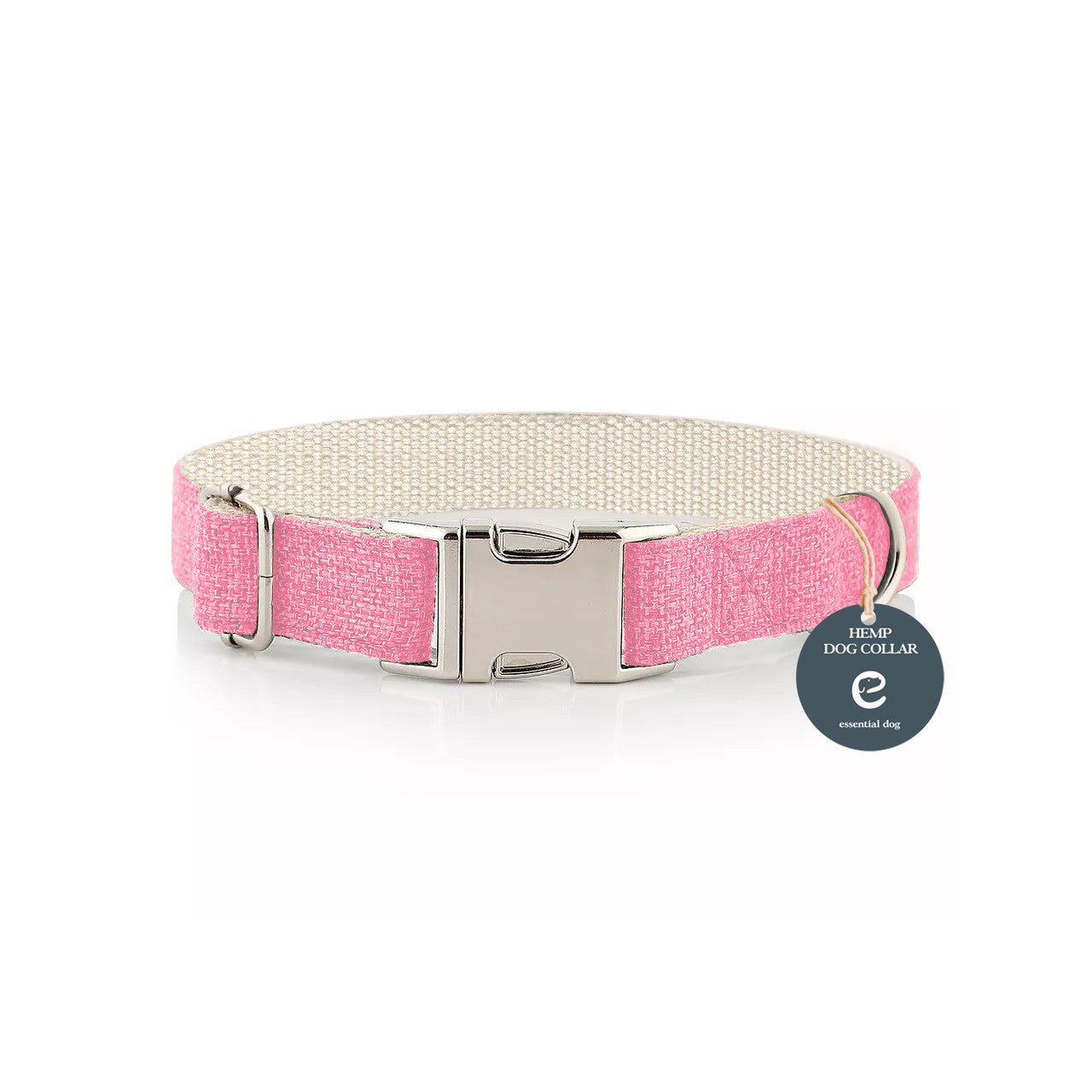 Natural Hemp & Cotton Dog Collar (Pretty Pink)