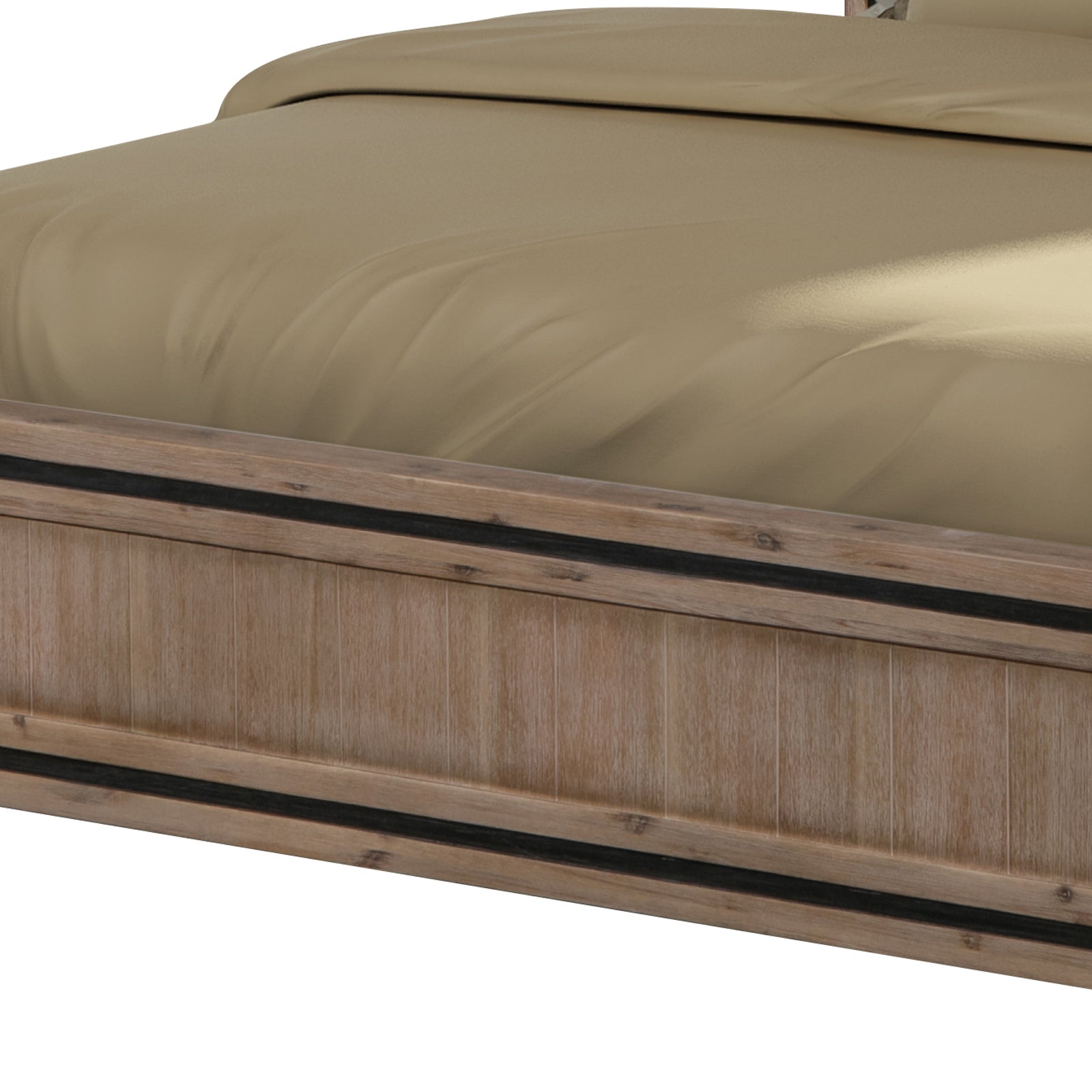 King Size Silver Brush Bed Frame in Acacia Wood Construction