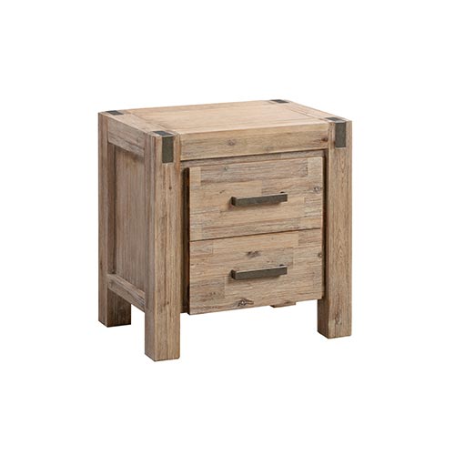 Bedside Table 2 drawers Night Stand in Solid Acacia Wood Oak Colour freeshipping - Awezingly