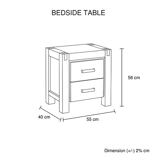 Bedside Table 2 drawers Night Stand in Solid Acacia Wood Oak Colour freeshipping - Awezingly