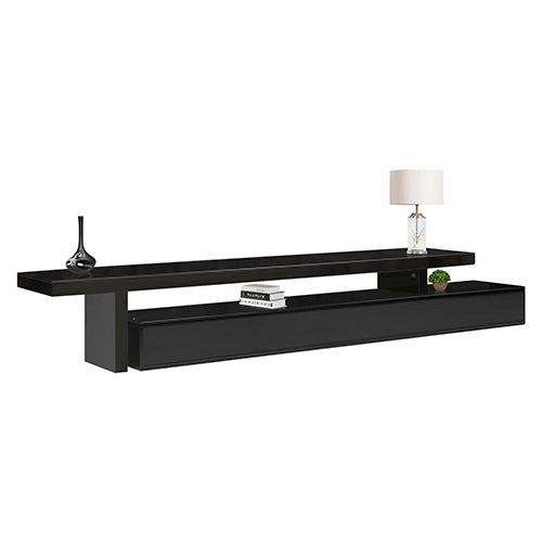 TV Cabinet with 3 Storage Drawers Extendable With Glossy MDF Entertainment Unit in Black Color freeshipping - Awezingly