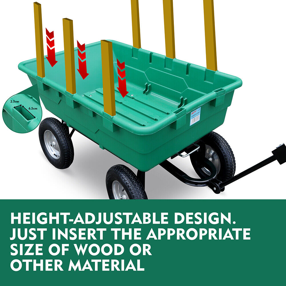 SEDY 225L Poly Pull Dump Cart Garden Hand Trailer Wagon Lawn Wheelbarrow