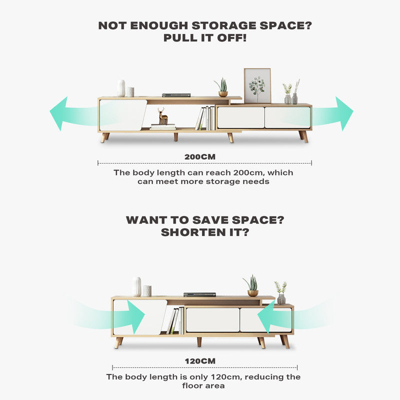 Adjustable TV Stand Entertainment Unit 120-190cm with Storage Drawer Cabinet