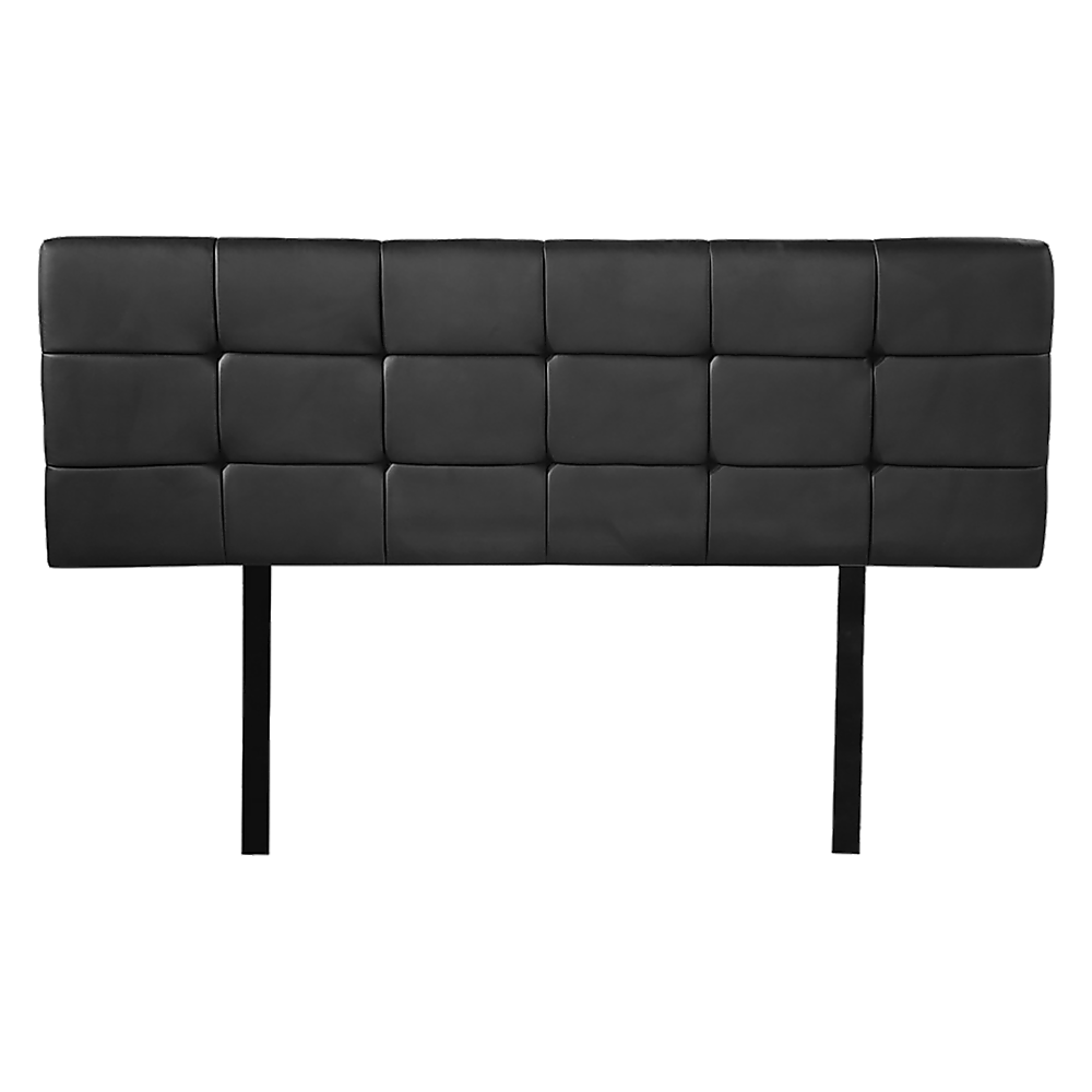 PU Leather Double Bed Deluxe Headboard Bedhead - Black