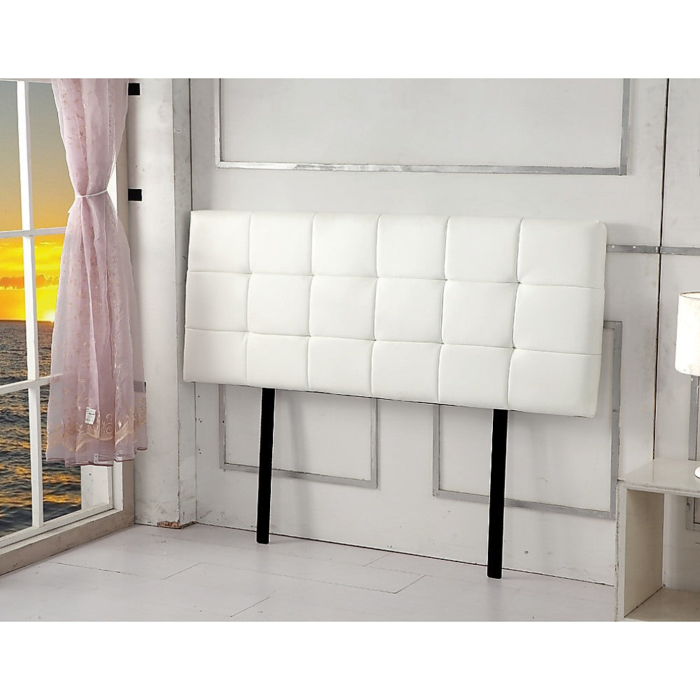 PU Leather Double Bed Deluxe Headboard Bedhead - White