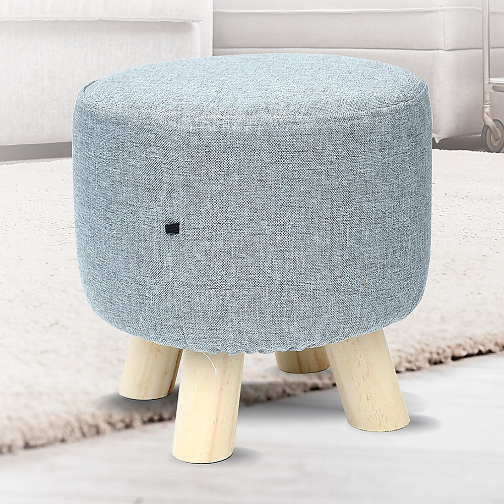 Fabric Ottoman Foot Stool Rest Pouffe Footstool Wood Storage Padded Seat