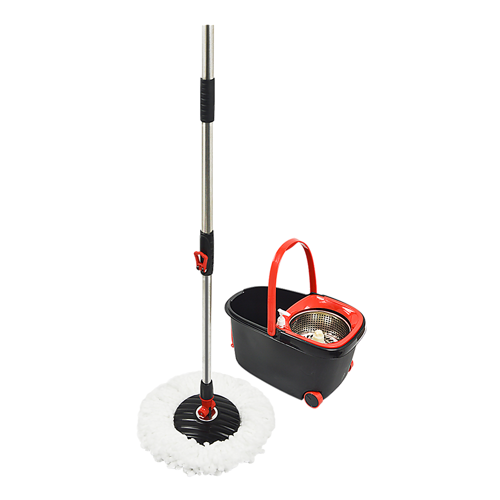 Spin Rotating Mop and Bucket Set with Wheels and 4 Microfibre Mop Heads