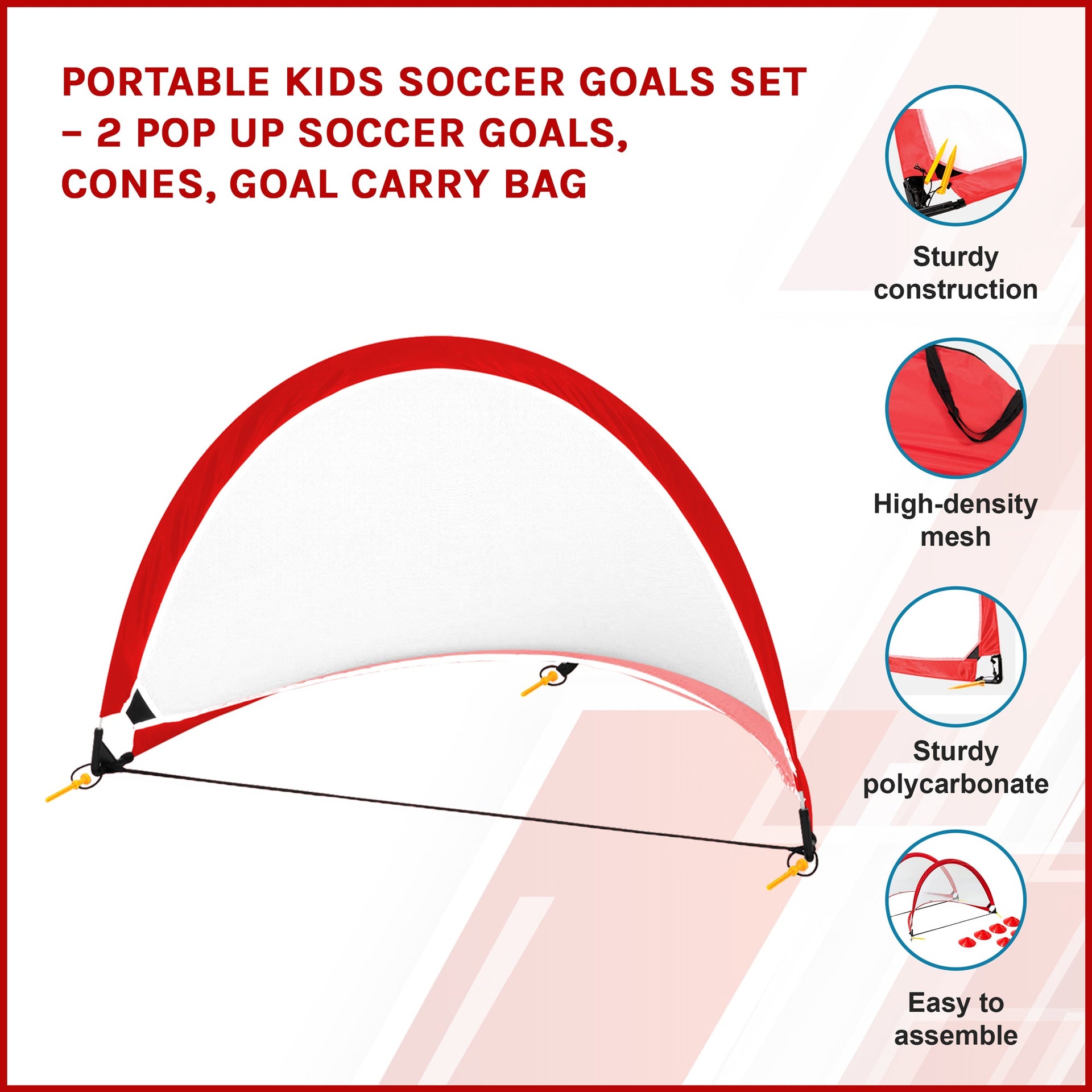 Portable Kids Soccer Goals Set – 2 Pop Up Soccer Goals, Cones, Goal Carry Bag