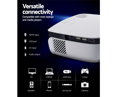 Devanti Mini Video Projector Wifi USB HDMI Portable 2000 Lumens HD 1080P Home Theater White freeshipping - Awezingly