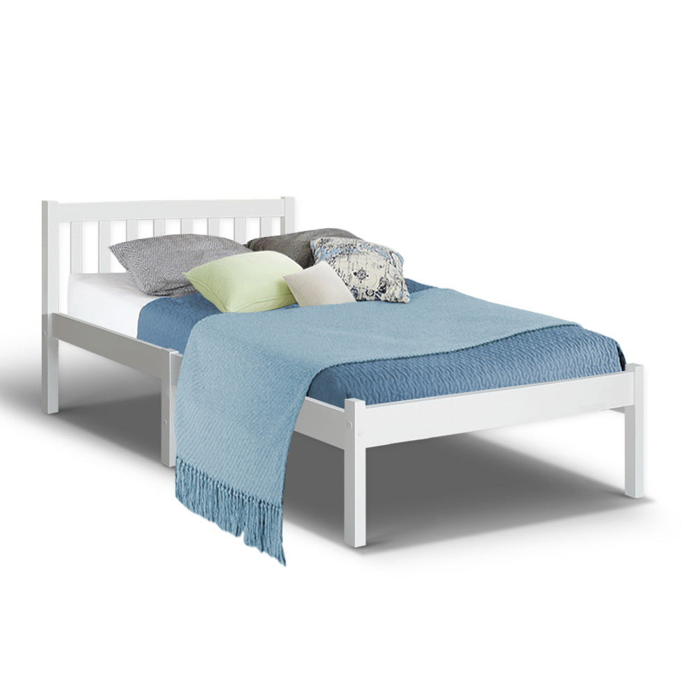 Single Size Wooden Bed Frame - White freeshipping - Awezingly