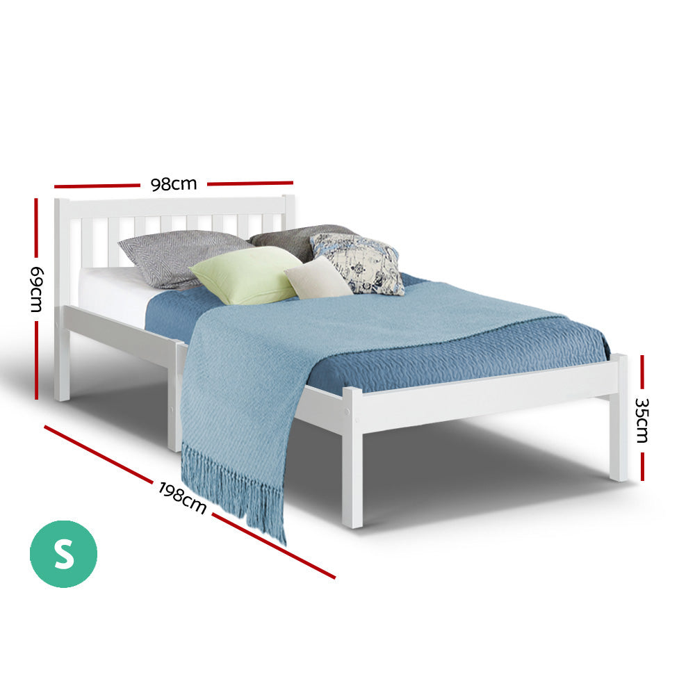 Single Size Wooden Bed Frame - White freeshipping - Awezingly