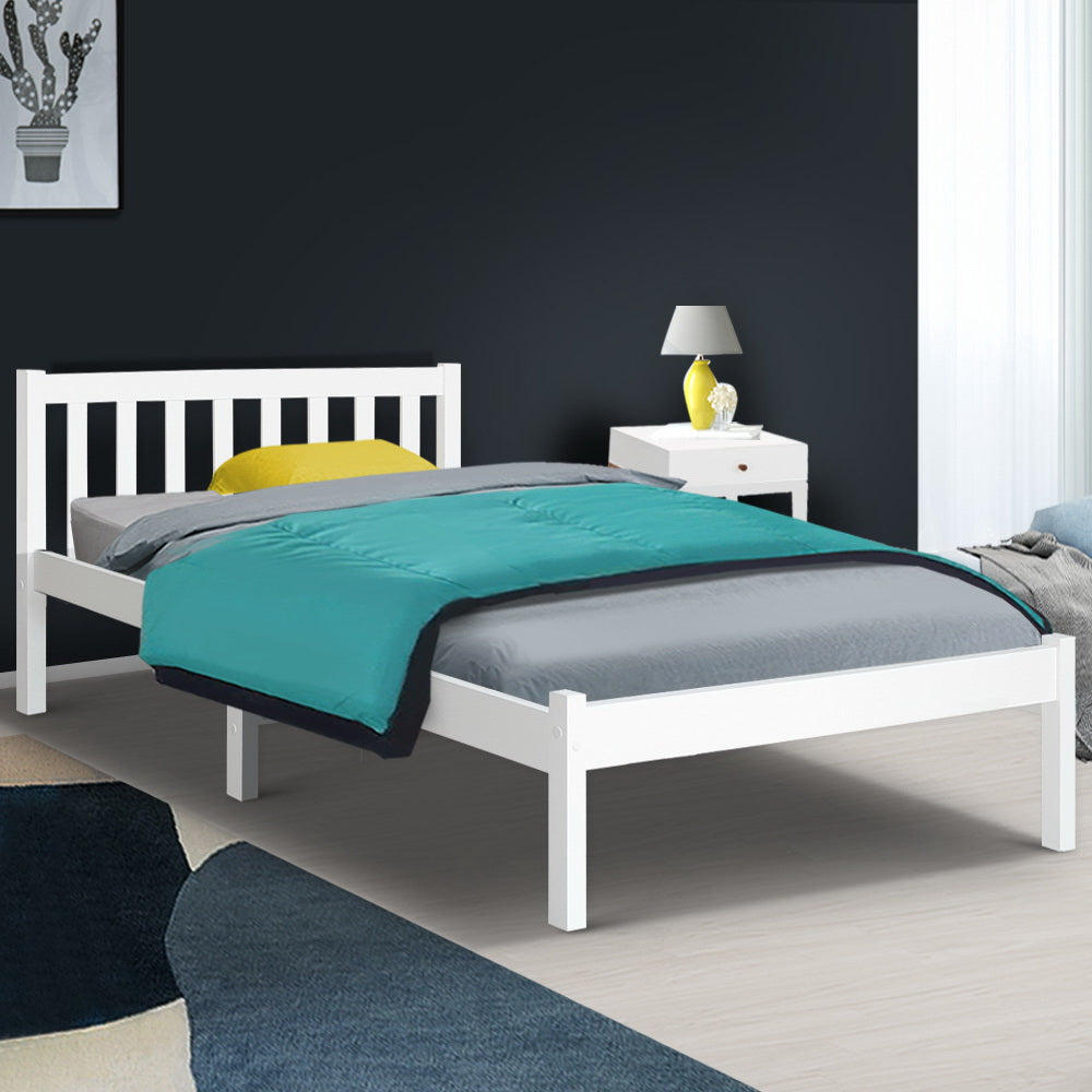 Single Size Wooden Bed Frame - White freeshipping - Awezingly