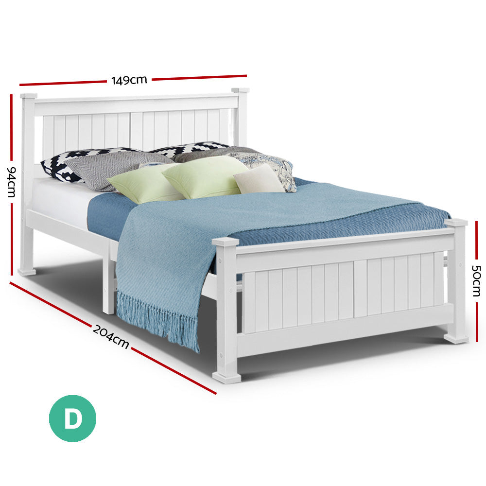 Double Size Wooden Bed Frame - White freeshipping - Awezingly