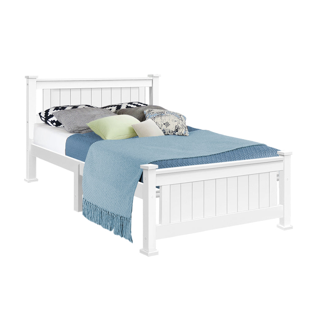 King Single Wooden Bed Frame - White freeshipping - Awezingly