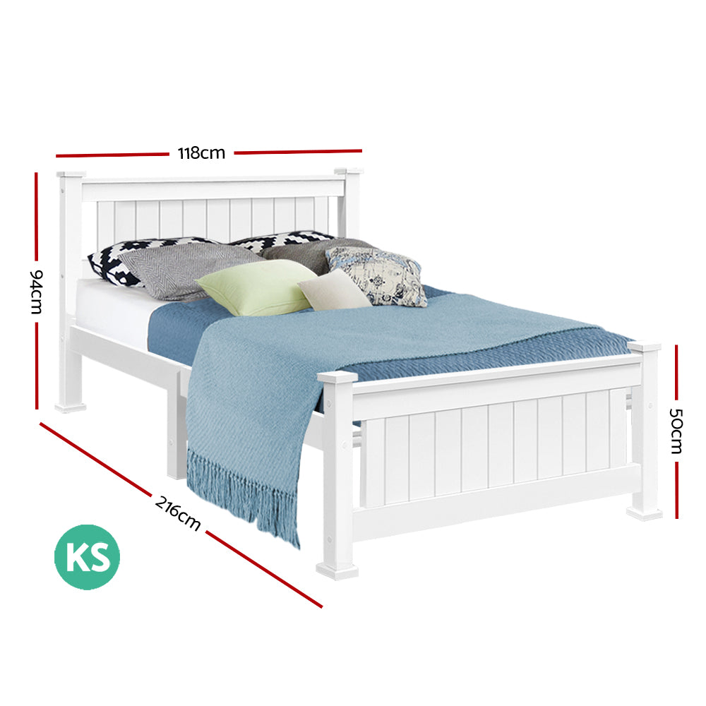 King Single Wooden Bed Frame - White freeshipping - Awezingly