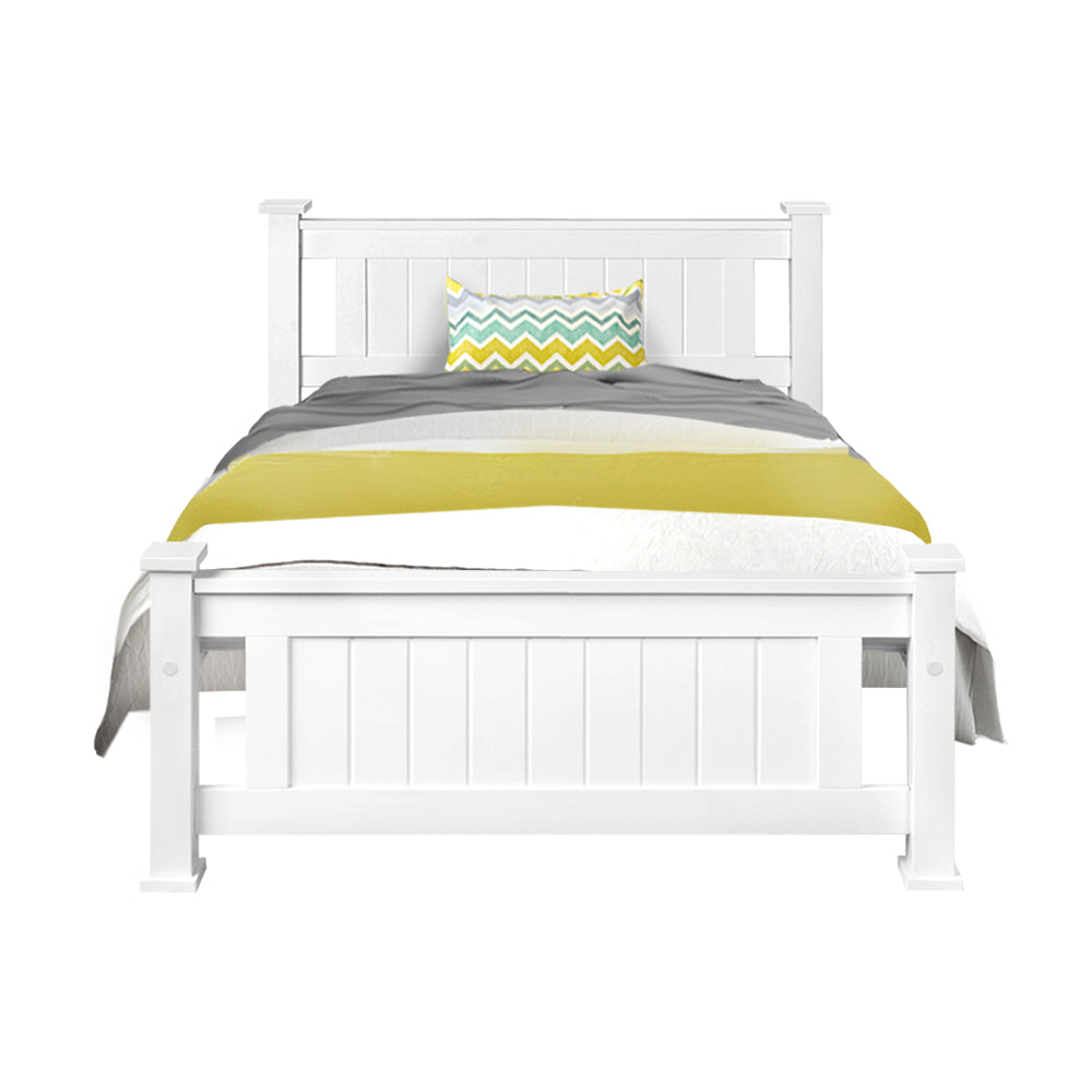 King Single Wooden Bed Frame - White freeshipping - Awezingly