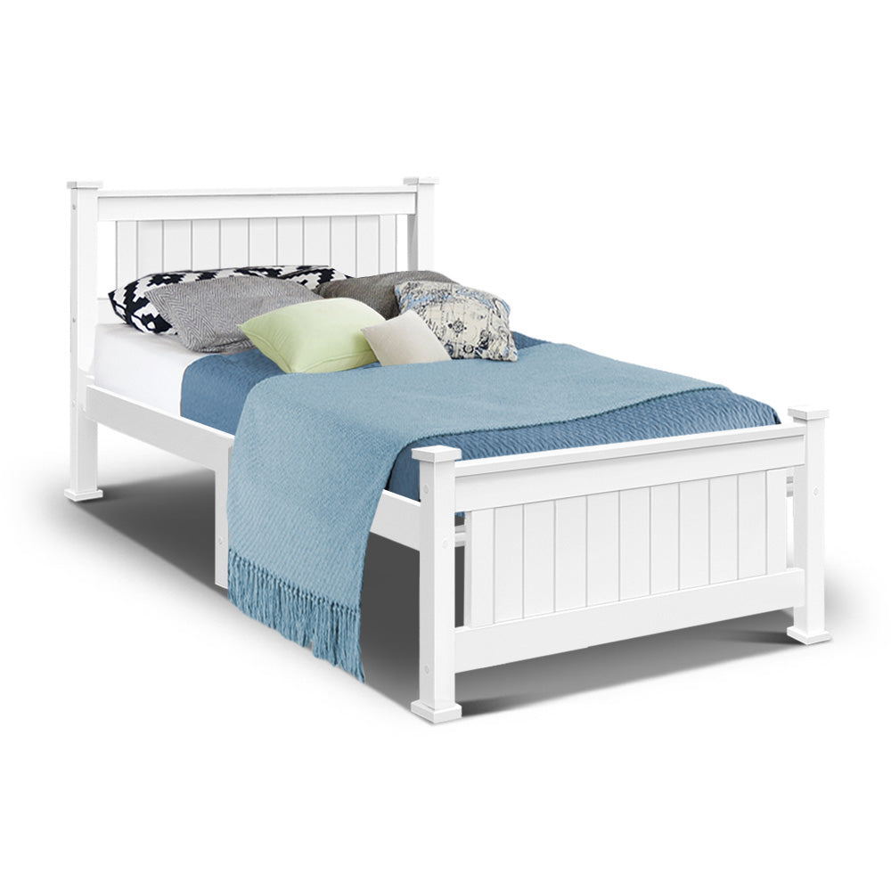 Single Size Wooden Bed Frame - White freeshipping - Awezingly