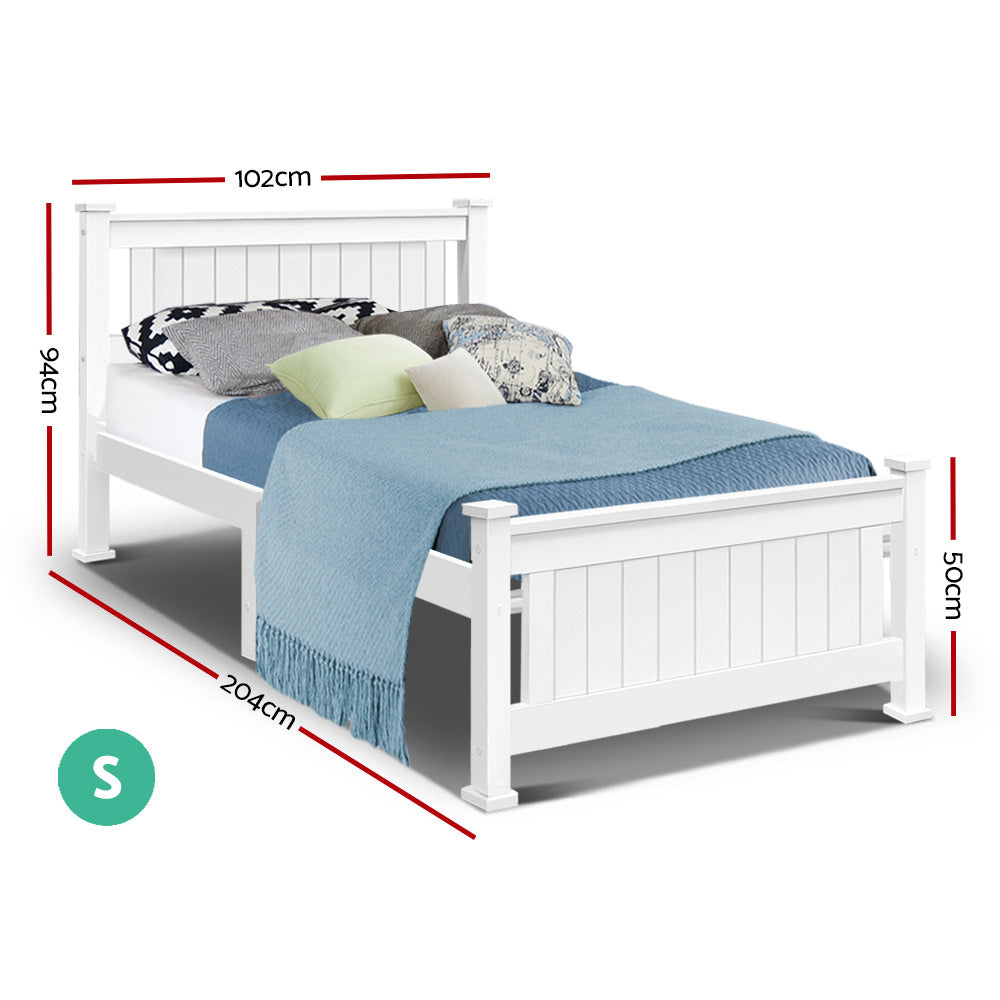 Single Size Wooden Bed Frame - White freeshipping - Awezingly