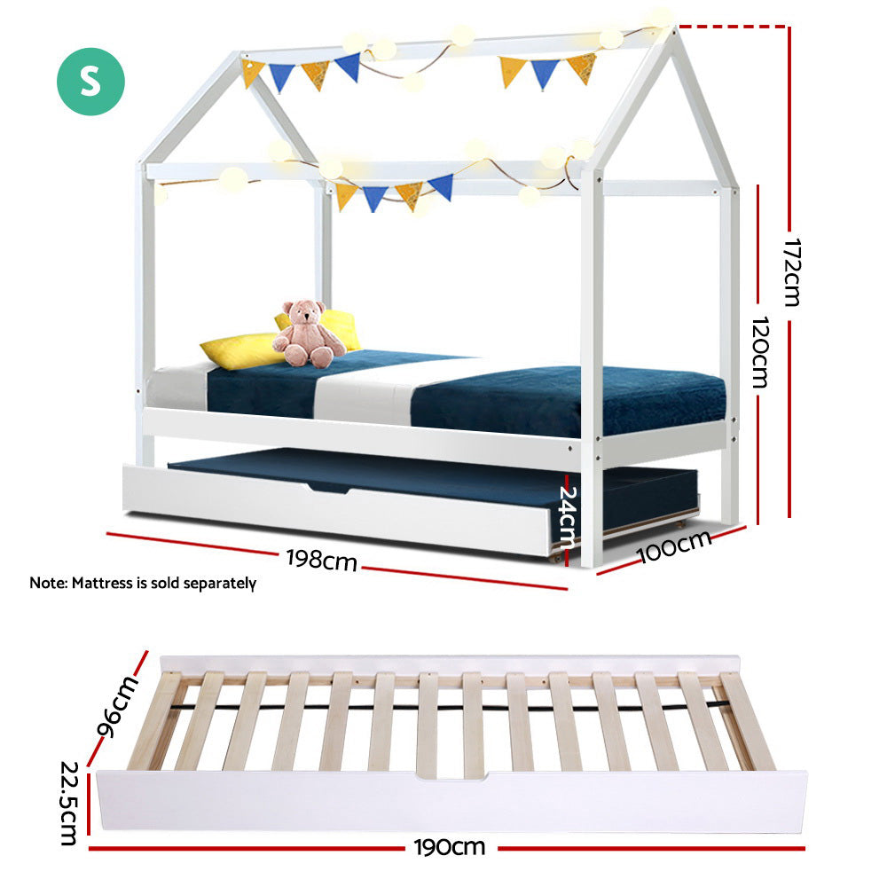 Artiss Wooden Bed Frame Single Size Mattress Base Pine Timber Platform White HOLY freeshipping - Awezingly