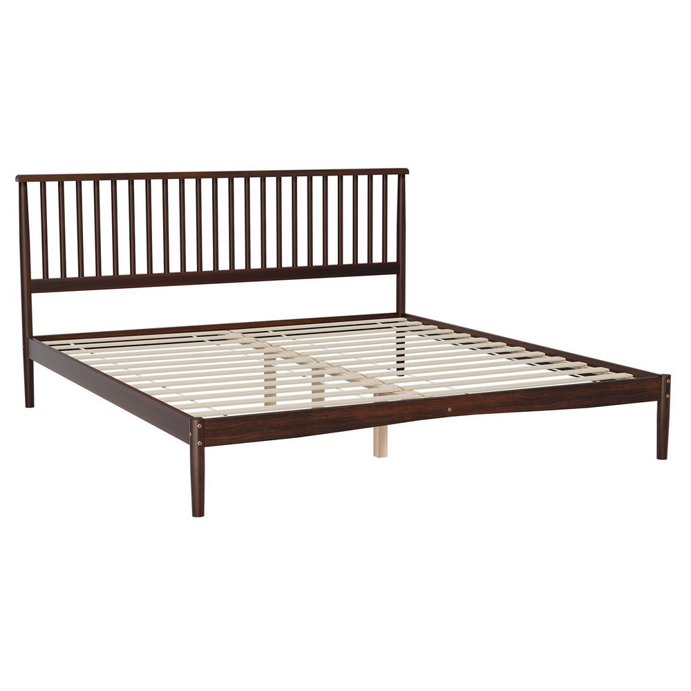 Artiss Bed Frame King Size Wooden Base Mattress Platform Timber Walnut VISE